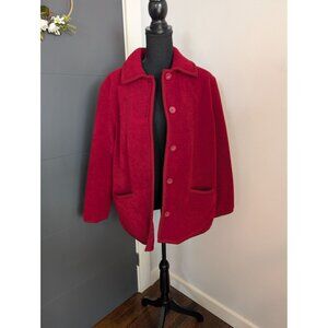 Vintage Braetan Burgundy‎ Reversible Fleece and Windbreaker Jacket - S